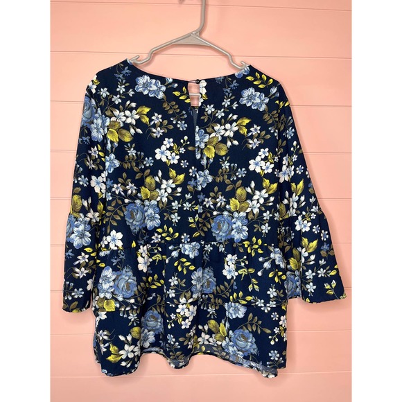 Time and Tru Floral Blouse - Blue and Green - Picture 5 of 5